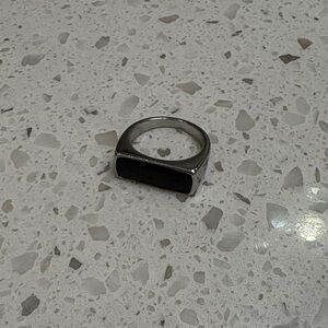 Elegant Black Men's Ring smooth square black surface